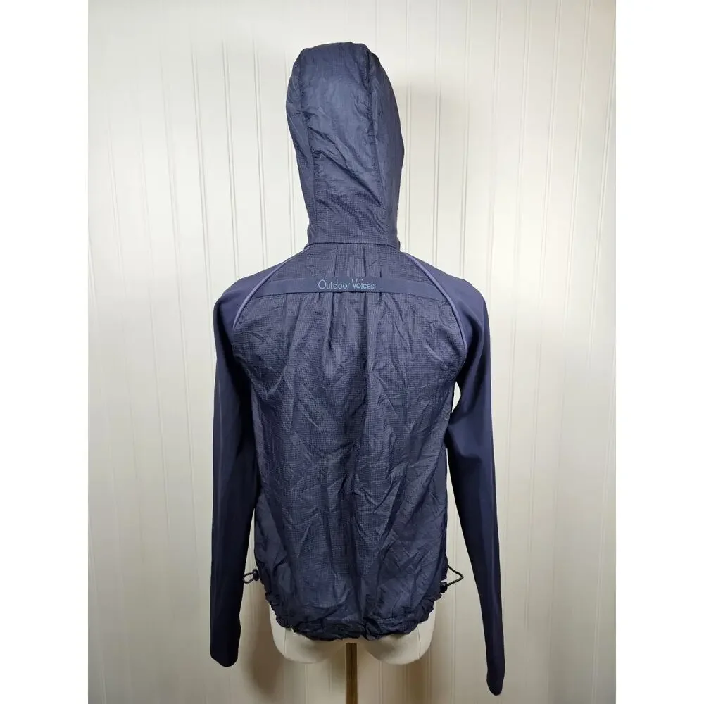 Outdoor Voices Navy Blue FrostKnit Hoodie Quarter Zip Jacket Women's XS - Picture 5 of 10